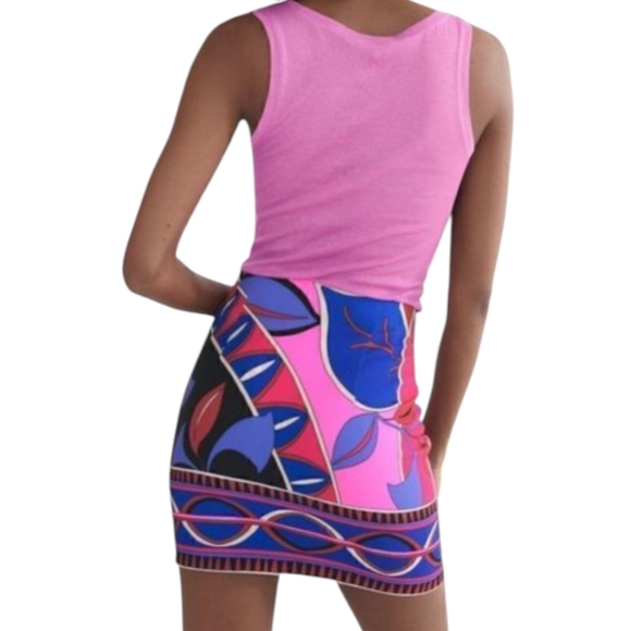 Zara High Waist Printed Mini Skirt | L | Pink Blue Black Pucci-Style | Waist 32" - Picture 3 of 9